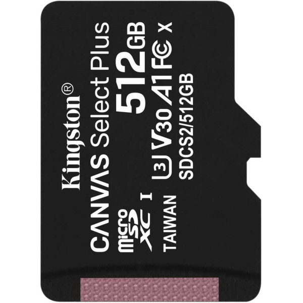 Карта памяти microSDXC 512Гб Kingston (100Мб/с, UHS-I U3, без адаптера)