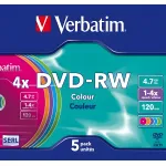 Диск DVD-RW Verbatim (4.7Гб, 4x, slim case, 5)