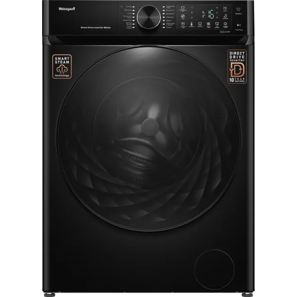 Стиральная машина Weissgauff WM 59411 Direct Drive Inverter Steam Matt Black(59.5x85x56см, фронтальная, макс:11кг, 1400об/мин, черный)
