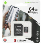 Карта памяти microSDXC 64Гб Kingston (Class 10, 100Мб/с, UHS-I, адаптер на SD)