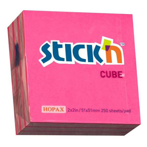 Блок самоклеящийся Hopax 21338 (бумага, розовый, 51x51мм, 250листов, 70г/м2, 2цветов)