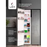 Холодильник Lex LSB530SLGID (No Frost, A+, 2-камерный, Side by Side, объем 466:283/183л, инверторный компрессор, серебристый)
