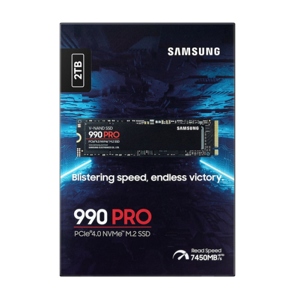 Жесткий диск SSD 2Тб Samsung 990 PRO (2280, 7450/6900 Мб/с, 1550000 IOPS, PCI-E, 2048Мб, для ноутбука и настольного компьютера)