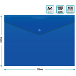 Конверт на кнопке Бюрократ -PK803ANBLU (A4, пластик, непрозрачный, толщина пластика 0,18мм, синий)