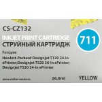 Чернильный картридж Cactus HP 711 CS-CZ132 (желтый; 26стр; 26мл; DJ T120, T520, 530)
