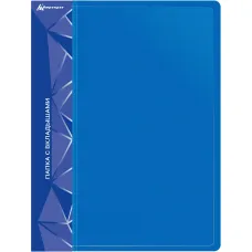 Папка Бюрократ -BPV80BLUE (A4, пластик, толщина пластика 0,8мм, карман торцевой с бумажной вставкой, синий) [BPV80BLUE]