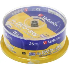 Диск DVD+RW Verbatim (4,7Гб, 4x, cake box, 25) [43489]
