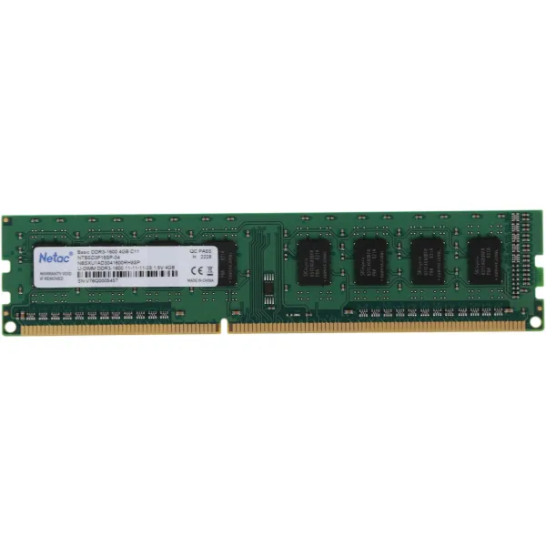 Память DIMM DDR3 4Гб 1600МГц Netac (12800Мб/с, CL11, 240-pin, 1.5 В)