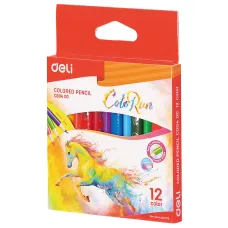 Карандаши Deli ColoRun (тополь, трехгранный, 12 цветов, коробка европодвес) [EC00400]