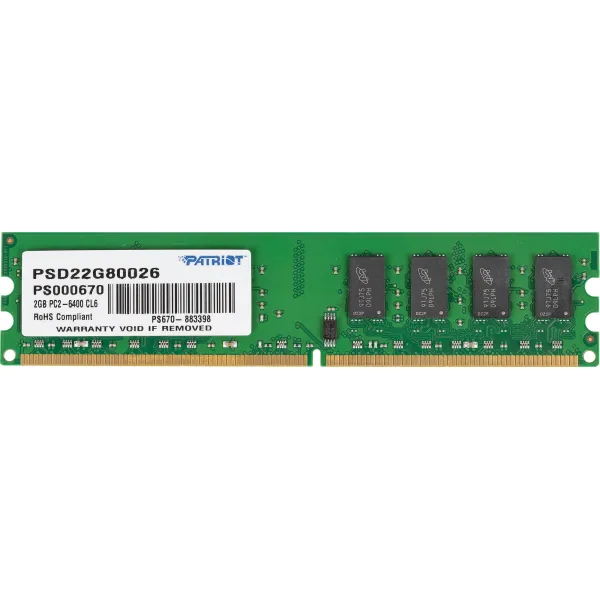Память DIMM DDR2 2Гб 800МГц Patriot Memory (6400Мб/с, CL6, 1.8 В)