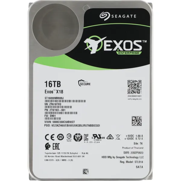 Жесткий диск HDD 16Тб Seagate Exos X18 (3.5