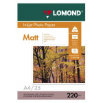 Фотобумага Lomond 0102148 (A4, 220г/м2, для струйной печати, двусторонняя, матовая, 25л)