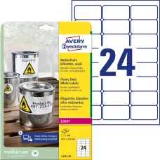Этикетки Avery Zweckform (A4, односторонняя, 20 листов, белый, накл: 24шт, 33,9x63,5мм) [L4773-20]