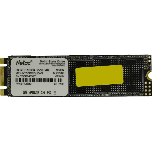 Жесткий диск SSD 256Гб Netac N535N (2280, 540/490 Мб/с, SATA 3Гбит/с, для ноутбука и настольного компьютера)
