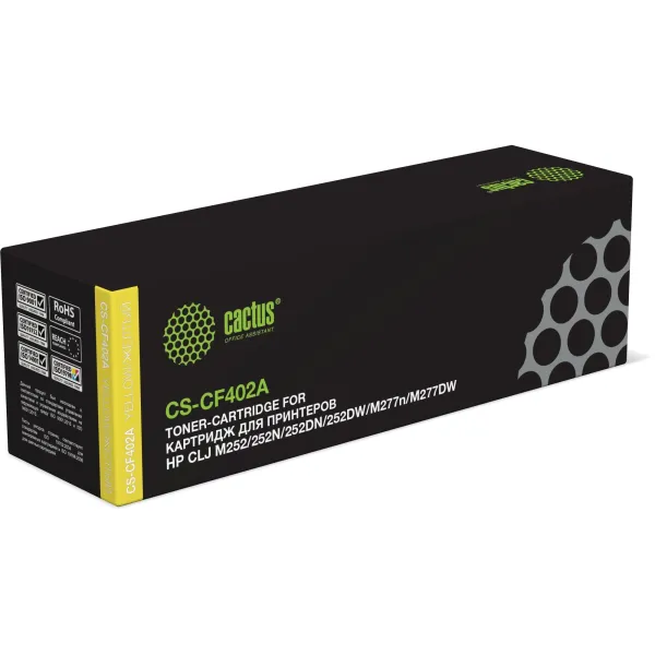 Тонер-картридж Cactus HP CS-CF402A (желтый; 1400стр; CLJ M252, 252N, 252DN, 252DW, M277n, M277DW)