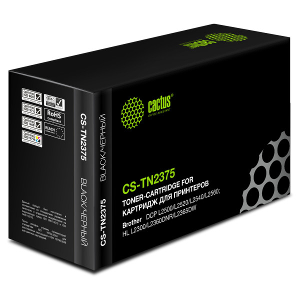 Тонер-картридж Cactus CS-TN2375 (черный; 2600стр; DCP L2500, L2520, L2540, L2560)
