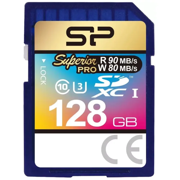 Карта памяти SDXC 128Гб Silicon Power (Class 10, 90Мб/с, UHS-I U3, без адаптера)
