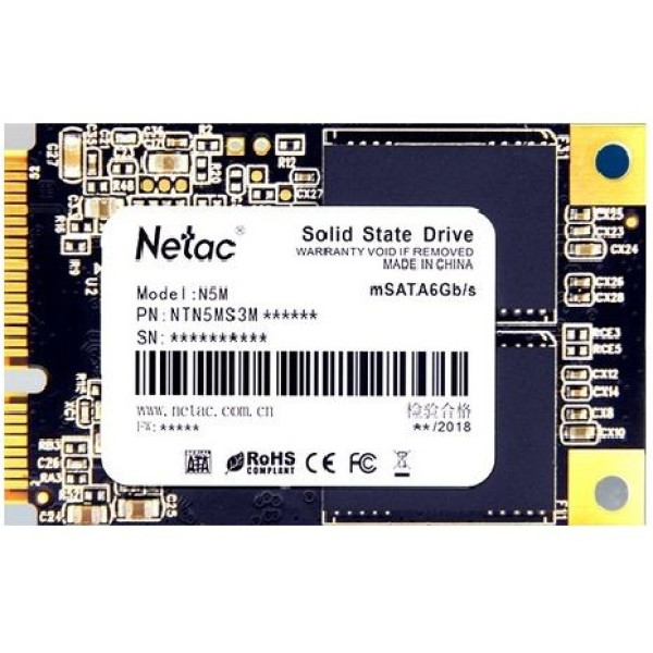 Жесткий диск SSD 512Гб Netac N5M (mSATA, 540/490 Мб/с, SATA 3Гбит/с, для ноутбука и настольного компьютера)