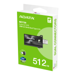 Внешний жесткий диск SSD 512Гб ADATA (600/600 Мб/с, USB 2.0 Type-A; USB 3.2 Gen 2 Type-C; USB Type-C, внешний)