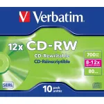 Диск CD-RW Verbatim (0.68359375Гб, 12x, jewel case, 10)