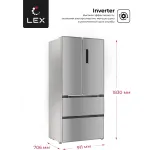 Холодильник Lex LFD575IxID (No Frost, A++, 3-камерный, объем 510:363/147л, инверторный компрессор, нержавеющая сталь)