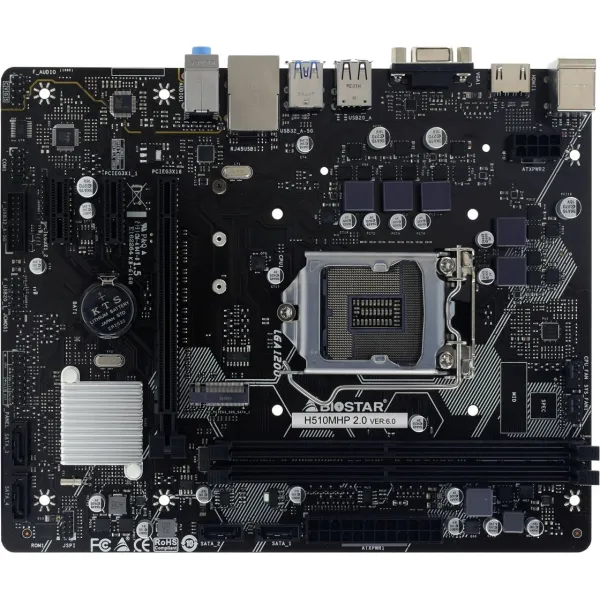 Материнская плата Biostar H510MHP 2.0 (LGA1200, Intel H510, 2xDDR4 DIMM, microATX)