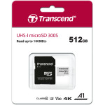 Карта памяти microSDXC 512Гб Transcend (Class 10, 100Мб/с, UHS-I U3, адаптер на SD)