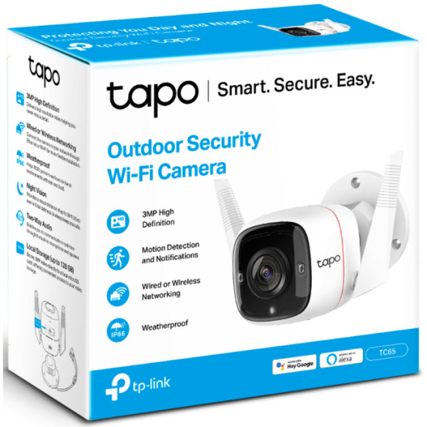 Камера видеонаблюдения TP-Link TC65 (IP, уличная, цилиндрическая, 3Мп, 3.89-3.89мм, 2304x1296, 15кадр/с)