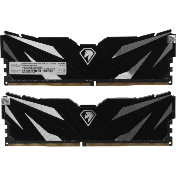 Память DIMM DDR4 2x8Гб 3600МГц Netac (28800Мб/с, CL18, 288-pin, 1.35 В)