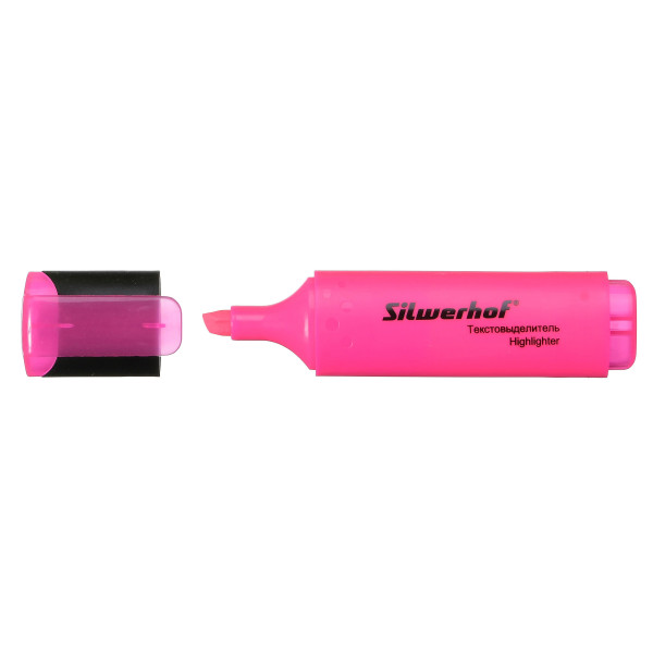 Текстовыделитель Silwerhof 108036-08 (скошенный пишущий наконечник, толщина линии 1-5мм, розовый)