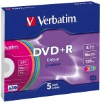 Диск DVD+R Verbatim (4.7Гб, 16x, slim case, 5)
