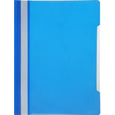 Папка-скоросшиватель Бюрократ -PS-K20BLU (A4, прозрачный верхний лист, пластик, карман на лицевой стороне, синий) [PS-K20BLU]
