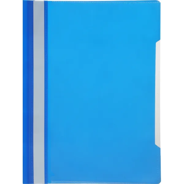 Папка-скоросшиватель Бюрократ -PS-K20BLU (A4, прозрачный верхний лист, пластик, карман на лицевой стороне, синий)