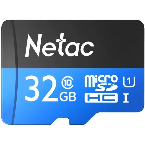 Карта памяти microSDHC 32Гб Netac (Class 10, 80Мб/с, UHS-I U1, адаптер на SD)