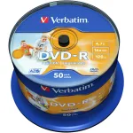 Диск DVD-R Verbatim (4.7Гб, 16x, cake box, 50, Printable)