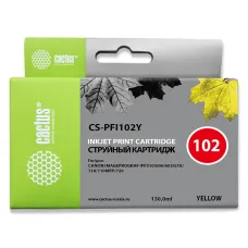 Чернильный картридж Cactus CS-PFI102Y (желтый; 130стр; IP iPF500, iPF600, iPF700, MFP M40, iPF765, LP17, LP24)