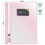 Папка-скоросшиватель Silwerhof 255121-03 (A4, прозрачный верхний лист, полипропилен, 20 вкладышей, боковая перфорация, розовый)
