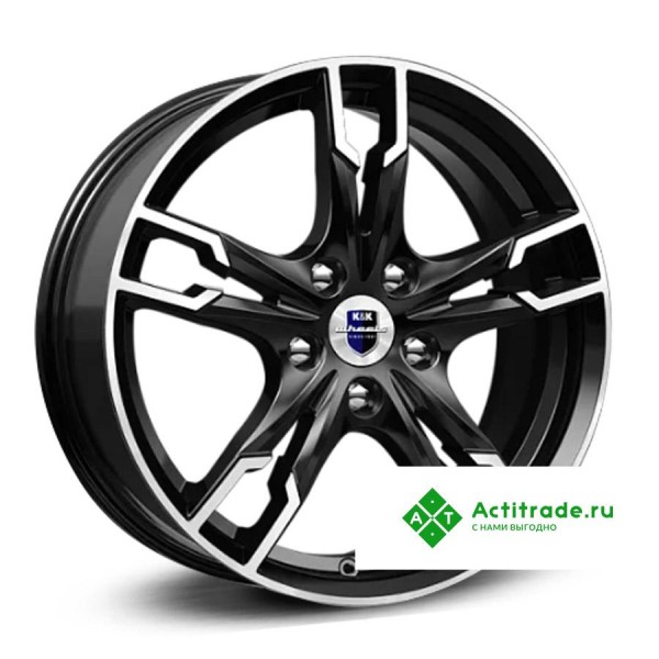 КиК Солар-Оригинал R17/7J PCD 5x114,3 ET 48,5 ЦО 67,1 черный с полированной лицевой поверхностью