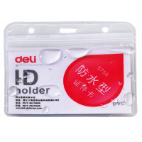 Бейдж Deli (для пропуска, ПВХ, горизонтальный, 100х80мм, без крепления, прозрачный, 10шт) [E5758]