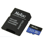 Карта памяти microSDHC 32Гб Netac (Class 10, 80Мб/с, UHS-I U1, адаптер на SD)