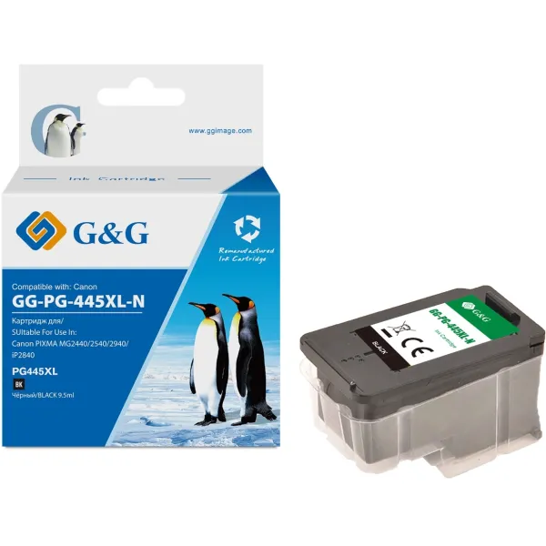 G&G GG-PG-445XL-N (черный; 15стр; PIXMA MG3040, 2545S, 2440, 2940, 2540, 2540S;iP2840;MX494;TS204, 3140, 3440;TR4540, 3340, 4640)