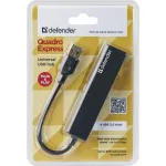 Разветвитель USB DEFENDER USB-концентратор Quadro Express (83204), разъемов: 4