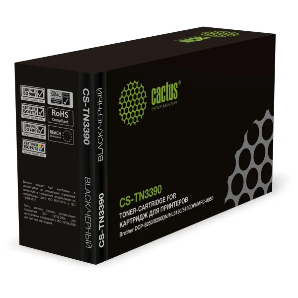 Тонер-картридж Cactus CS-TN3390 (черный; 12000стр; DCP-8250, 8250DN, HL6180, 6180DW, MFC-8950)