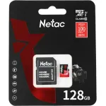 Карта памяти microSDXC 128Гб Netac (Class 10, 100Мб/с, UHS-I U3, адаптер на SD)