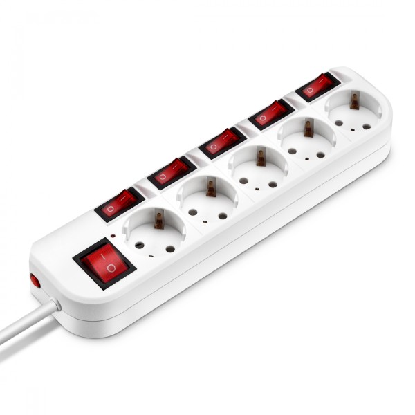 Сетевой фильтр Buro 500SH-1.8-SW (1,8м, 5xEURO, 2,2кВт, 10А)