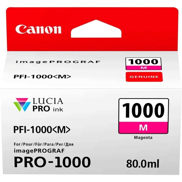 Картридж Canon PFI-1000 M (пурпурный; 80мл; Canon imagePROGRAF PRO-1000)