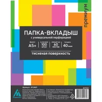 Папка-вкладыш Бюрократ 013A5T (тисненые, A5, 40мкм, упаковка 100шт) [013A5T]