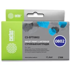 Чернильный картридж Cactus CS-EPT0802 (голубой; 11,4стр; Stylus PhotoP50, PX650, PX660, PX700, PX700W, PX710, PX710W, PX720, PX720WD, PX800, PX800FW, PX810, PX810FW, PX820, PX820FWD, R265, R285, R360, RX560, RX585, RX685) [CS-EPT0802]