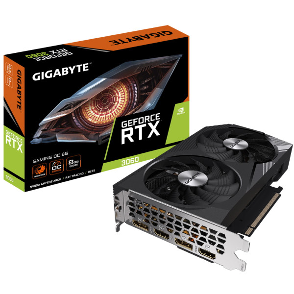 Видеокарта GeForce RTX 3060 1807МГц 8Гб Gigabyte GAMING OC (PCI-E 4.0, GDDR6, 128бит, 2xHDMI, 2xDP)