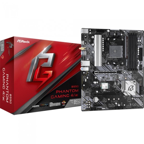 Материнская плата ASRock B550 PHANTOM GAMING 4/AC (4x, RAID SATA: 0,1,10)